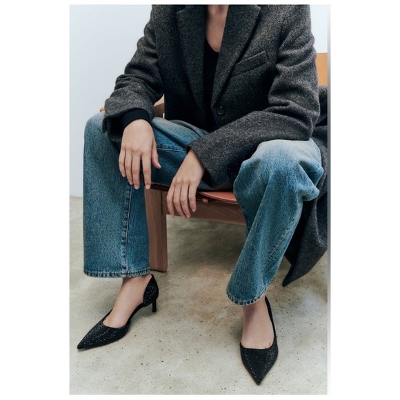 Zara Rhinestone Pumps Pointed Stiletto Heels Party Evening Shoes - Picture 1 of 9